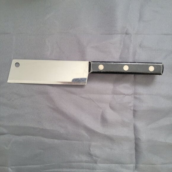 Hollow Ground Stainless Steel Cleaver Knife With Riveted Black Handle - Picture 1 of 5